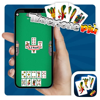 Immagine che mostra il logo del Traversone Più e una mano che tiene un telefono cellulare col gioco del Traversone sullo schermo.